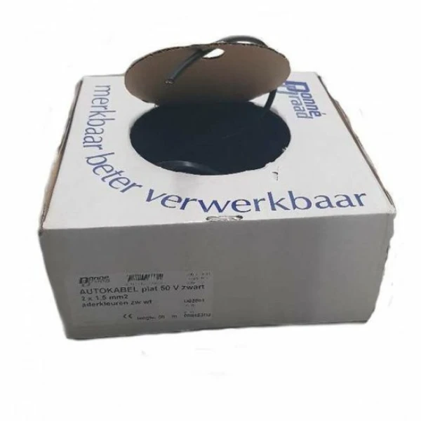 50 meter Autokabel zwart Plat 2x1