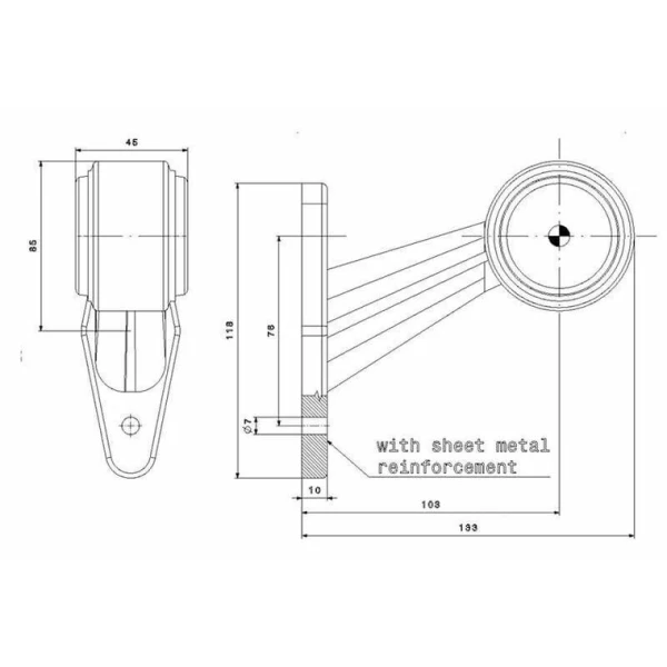 Links | LED breedtelamp  | schuine steel  | 12-24v | 20cm. kabel - Afbeelding 4