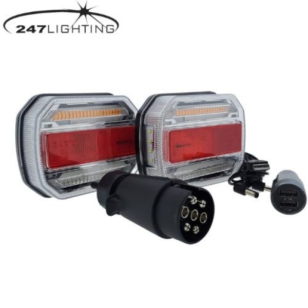 Draadloos Aanhanger verlichting set met magneet 12 volt 7 polig