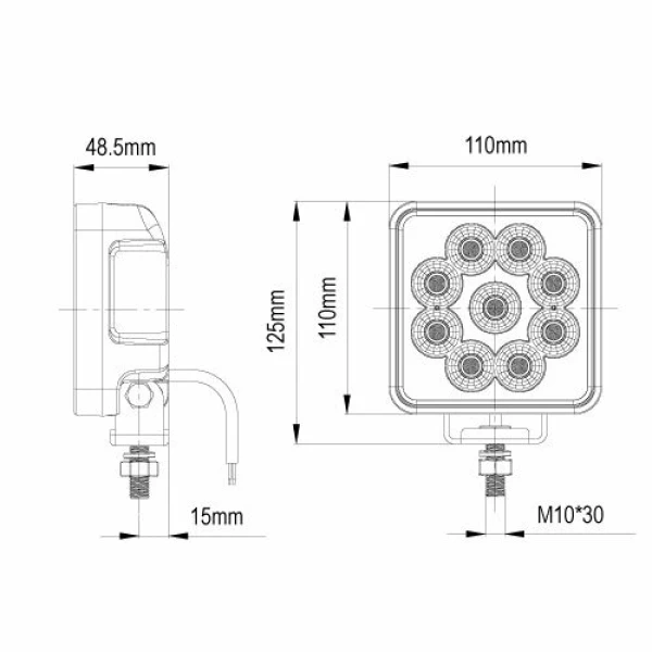 LED Werklamp 54 watt / 6840 lumen explorer 10-32V / Deutsch / IP67 / vierkant / 36 LEDs - Afbeelding 2