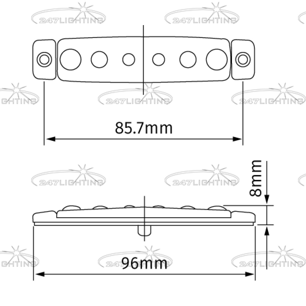 LED Zijmarkering Lang Oranje 24 Volt | Vrachtwagen